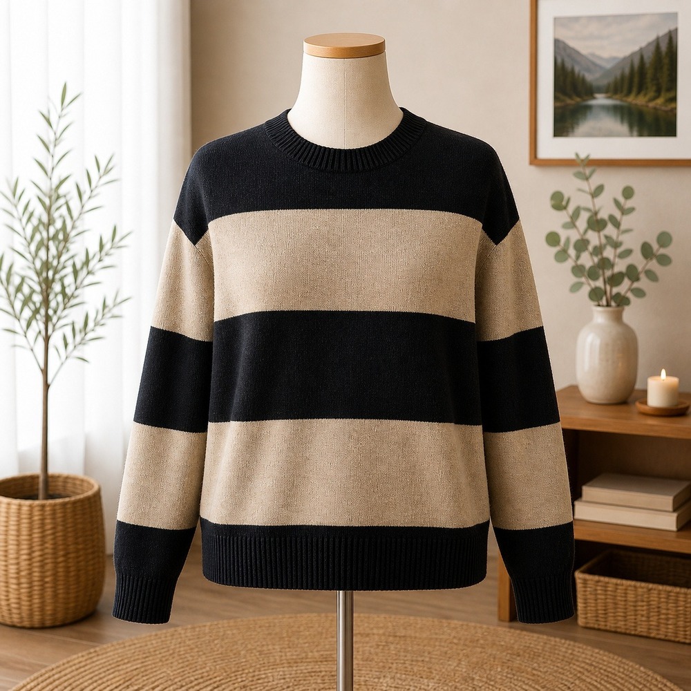 NWOT Jingle Belles Kim Gravel Metallic Sequin Striped Sweater Black Gold Plus 1X